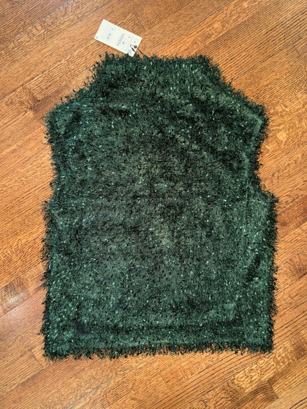 NWT Zara Green Fringed Shaggy Sleeveless Top